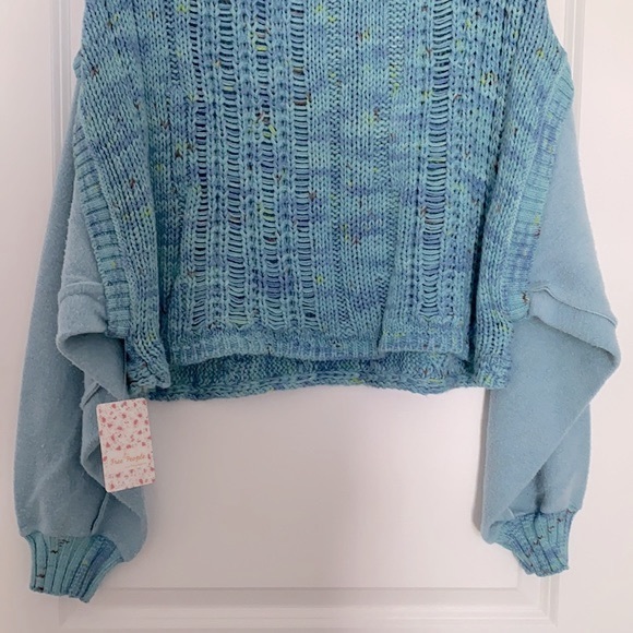 FREE PEOPLE Siren Blue Cable Knit Combo Vest Sweater - Picture 15 of 15